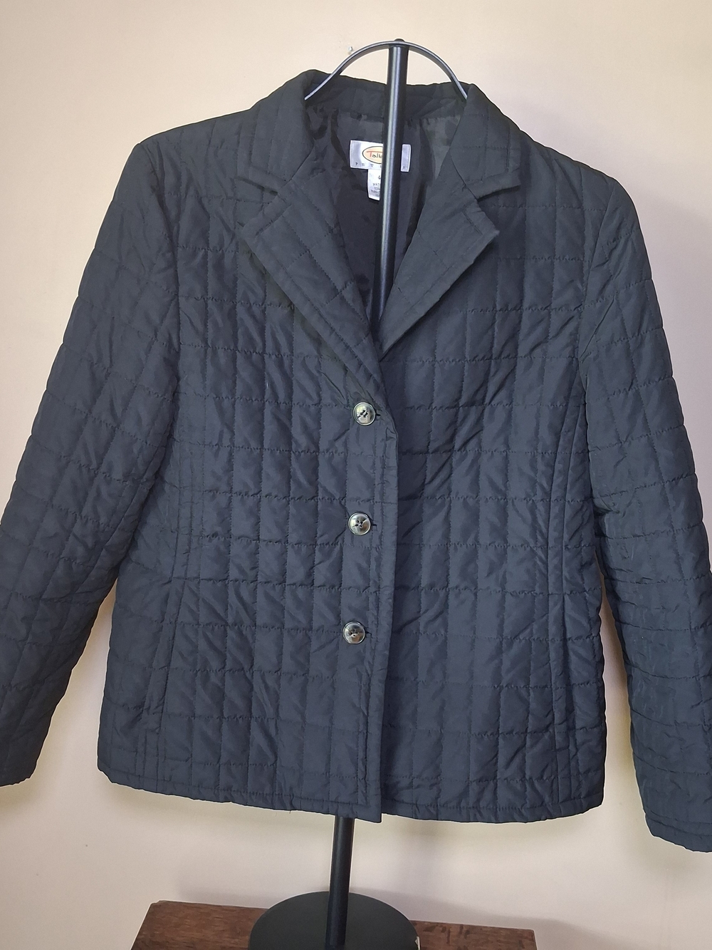 Talbots Women's Black Quilted Barn Coat Jacket; Size 4 Petite; Lightweight